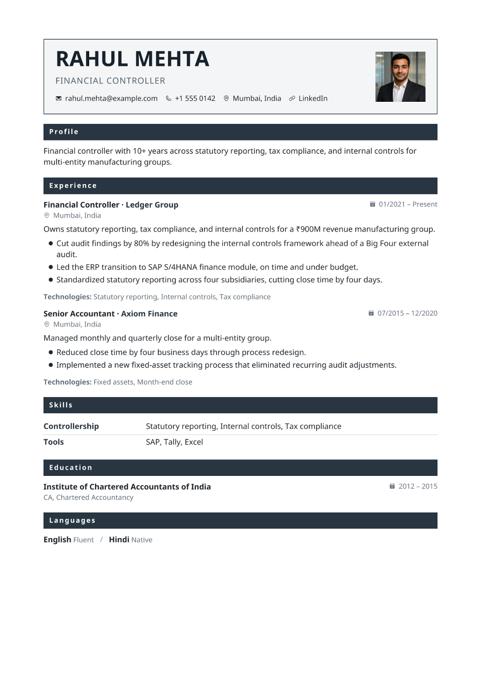 Accountant resume example preview